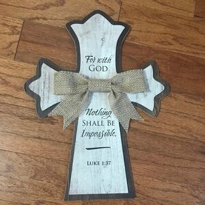 Decorative Wooden Cross with Bow